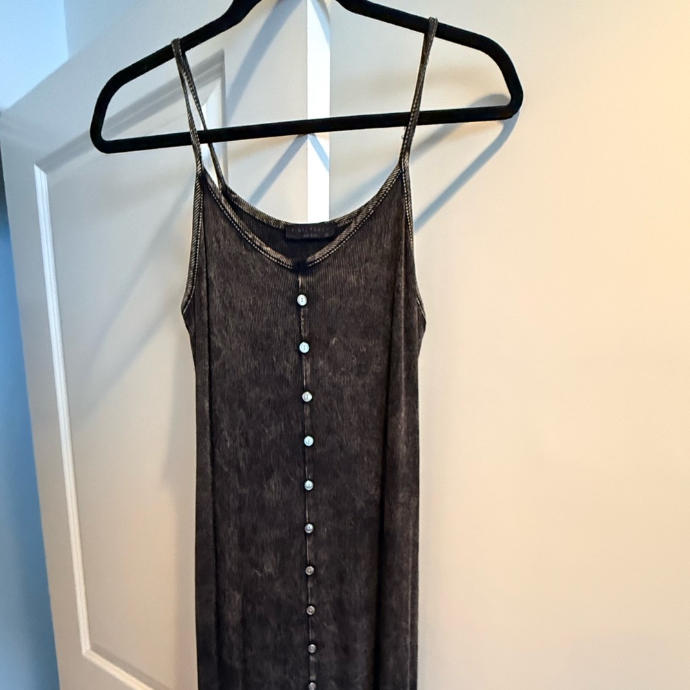 Final Touch Charcoal Button-Down Maxi Dress